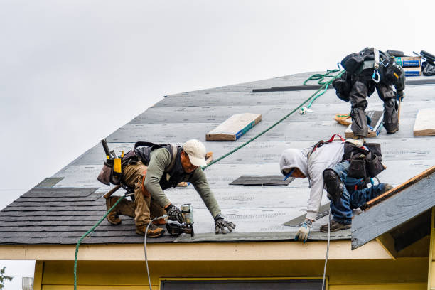 Professional Gutter Installation technician working in Homer, MI